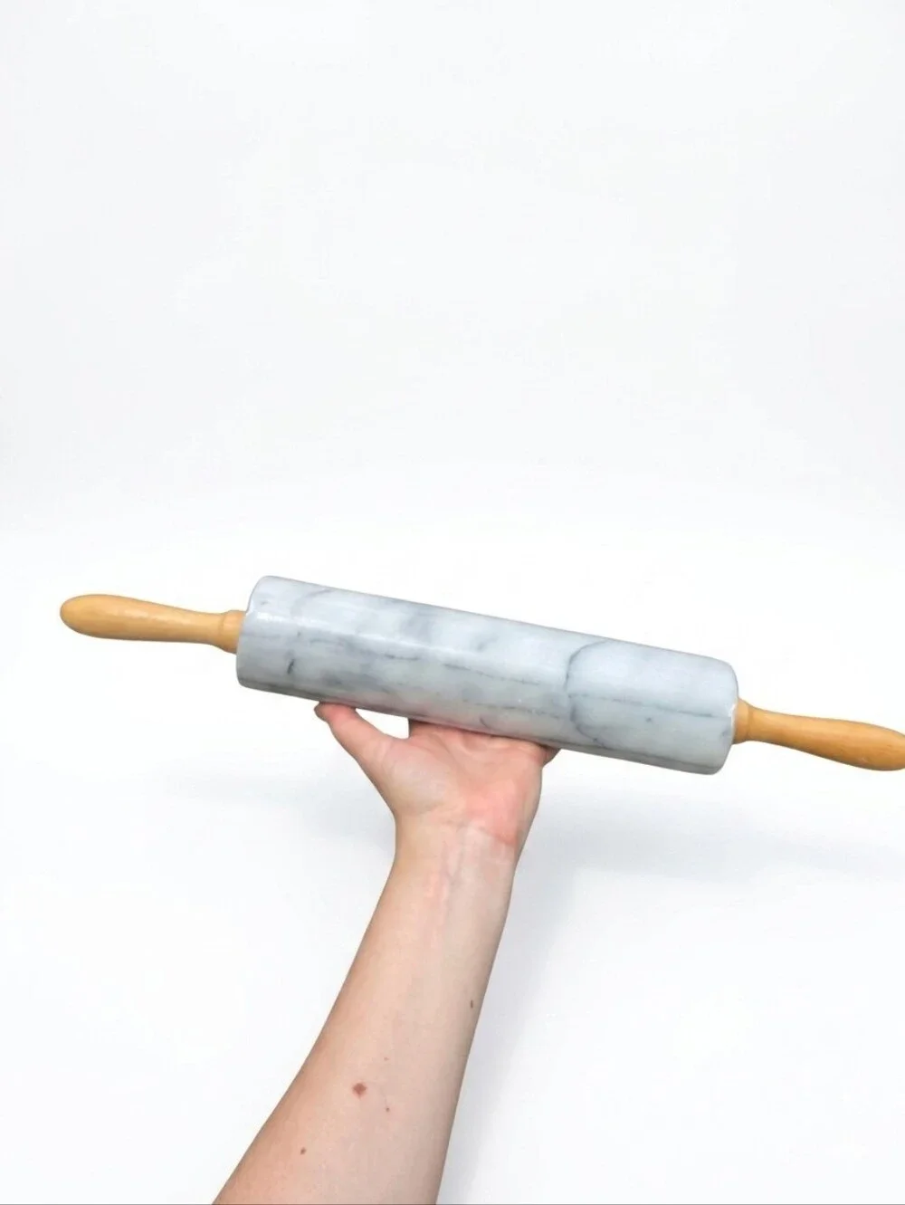 Vintage Marble Rolling Pin with Wood Handles - Gray Marble